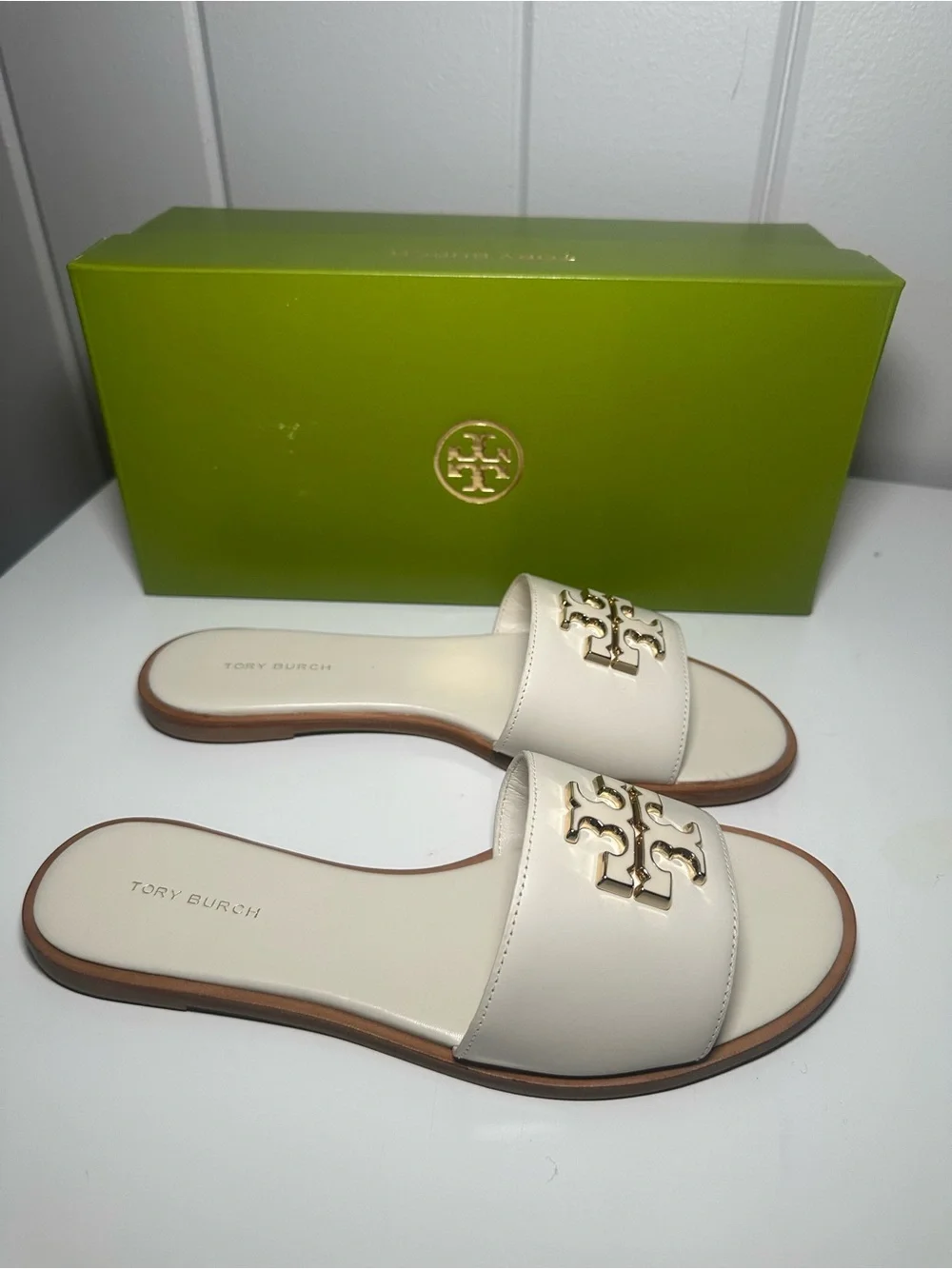 Tory Burch New Ivory Everly Slides